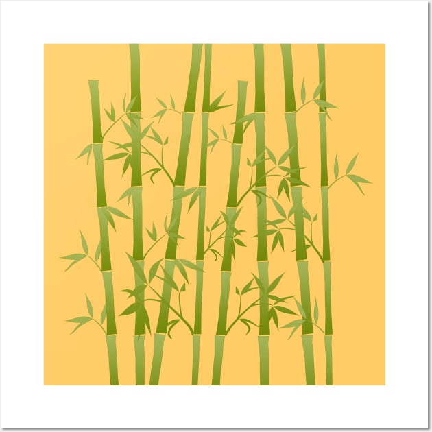 Bright Yellow Green Living Bamboo Wall Art by technotext